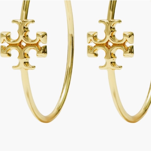 Tory Burch Gold Hoop Earrings with Bead Detail - Picture 6 of 16